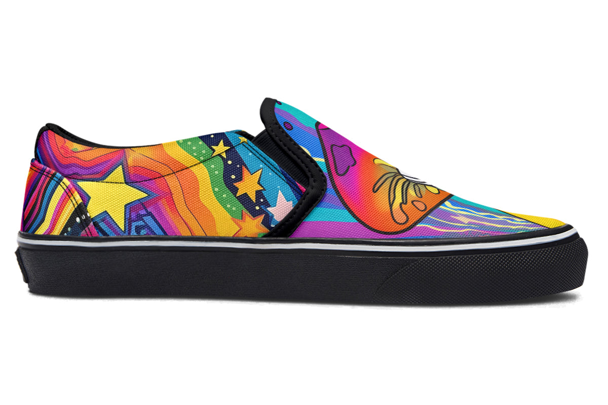 Psychedelic Mushies Slip Ons