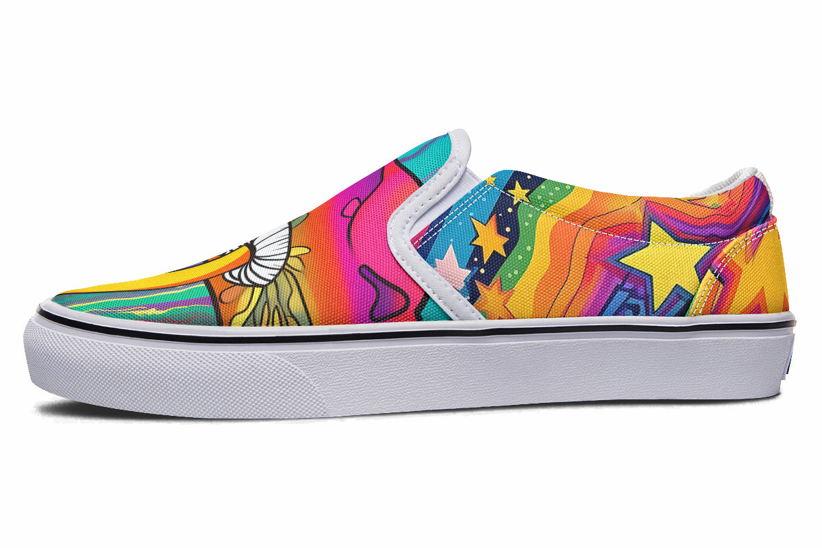 Psychedelic Mushies Slip Ons