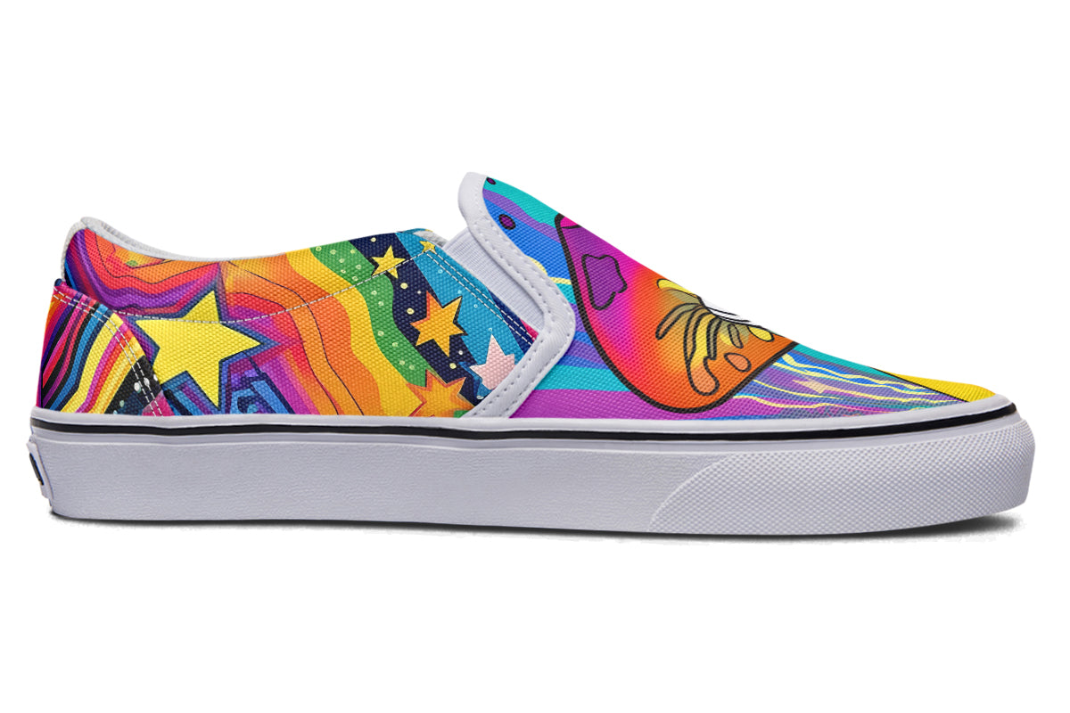 Psychedelic Mushies Slip Ons