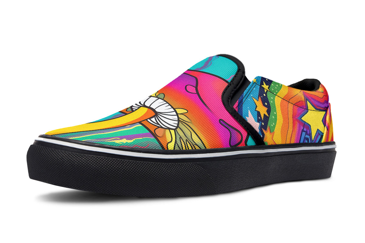 Psychedelic Mushies Slip Ons