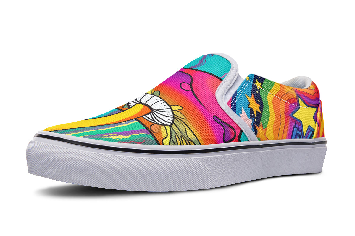 Psychedelic Mushies Slip Ons