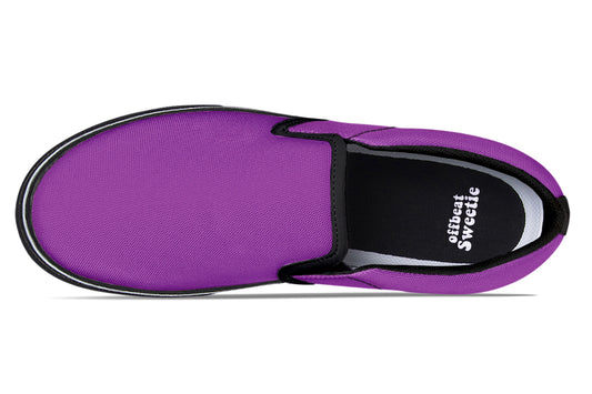 Purple And Red Mismatch Slip Ons