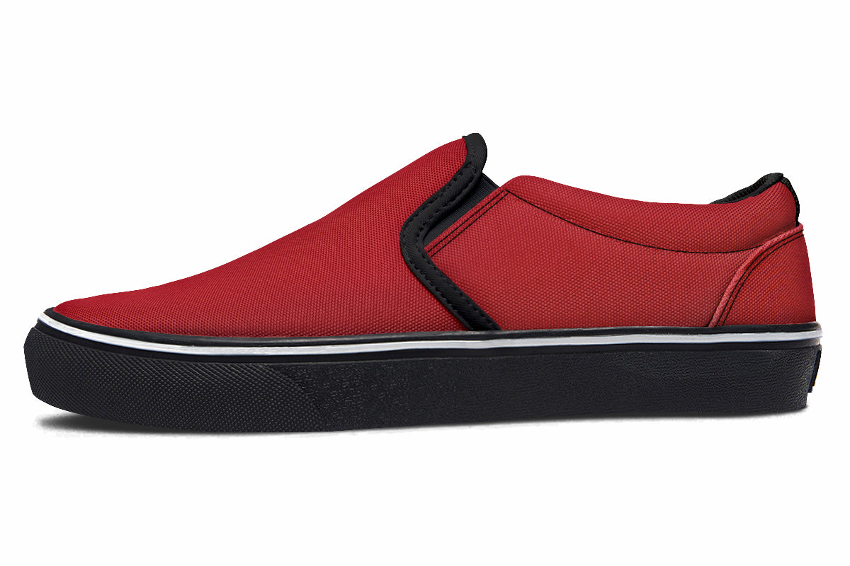 Purple And Red Mismatch Slip Ons