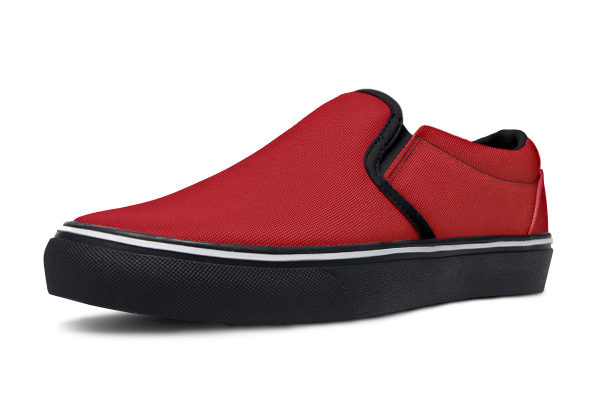 Purple And Red Mismatch Slip Ons