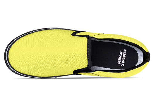 Yellow And Green Mismatch Slip Ons