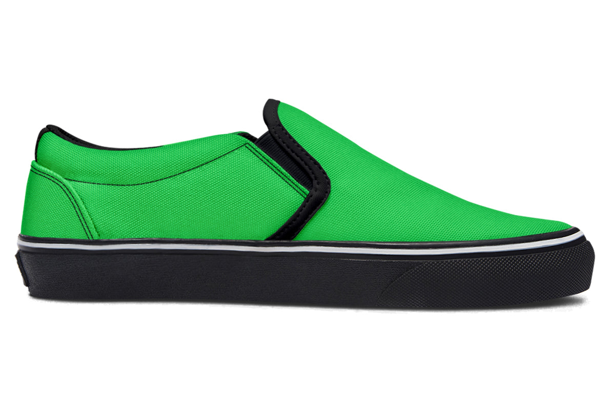 Yellow And Green Mismatch Slip Ons