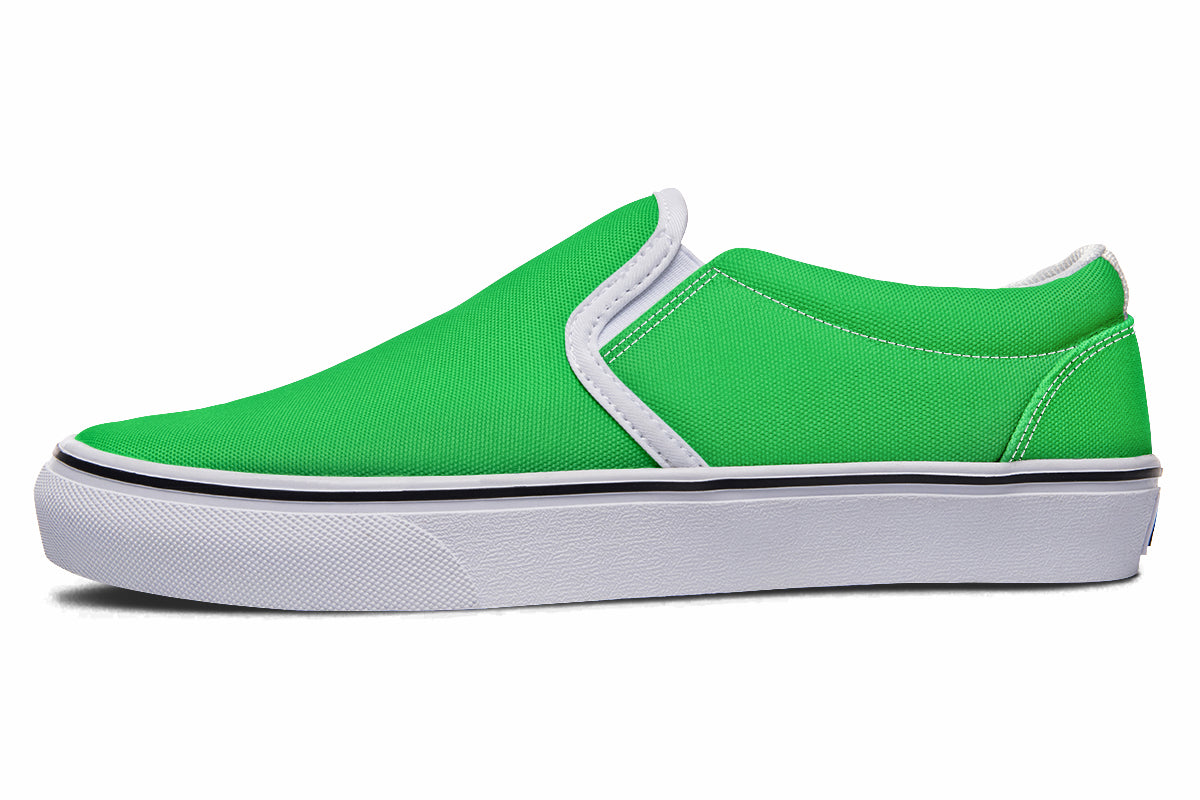 Yellow And Green Mismatch Slip Ons