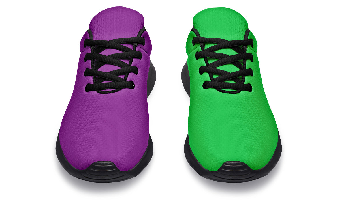 Green And Purple Mismatch Sneakers