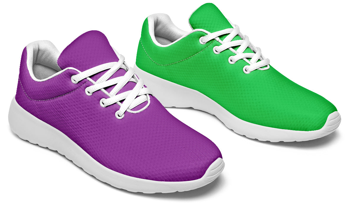 Green And Purple Mismatch Sneakers
