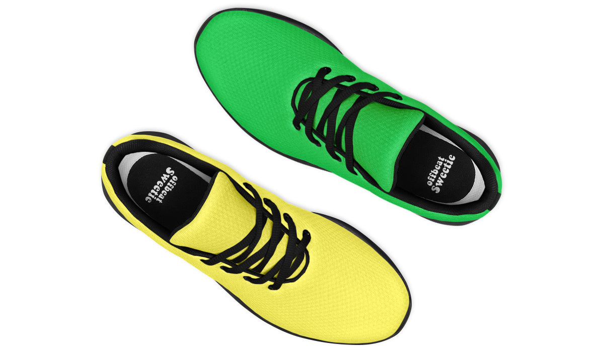 Yellow And Green Mismatch Sneakers