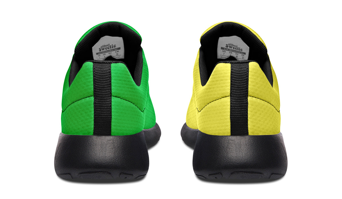 Yellow And Green Mismatch Sneakers