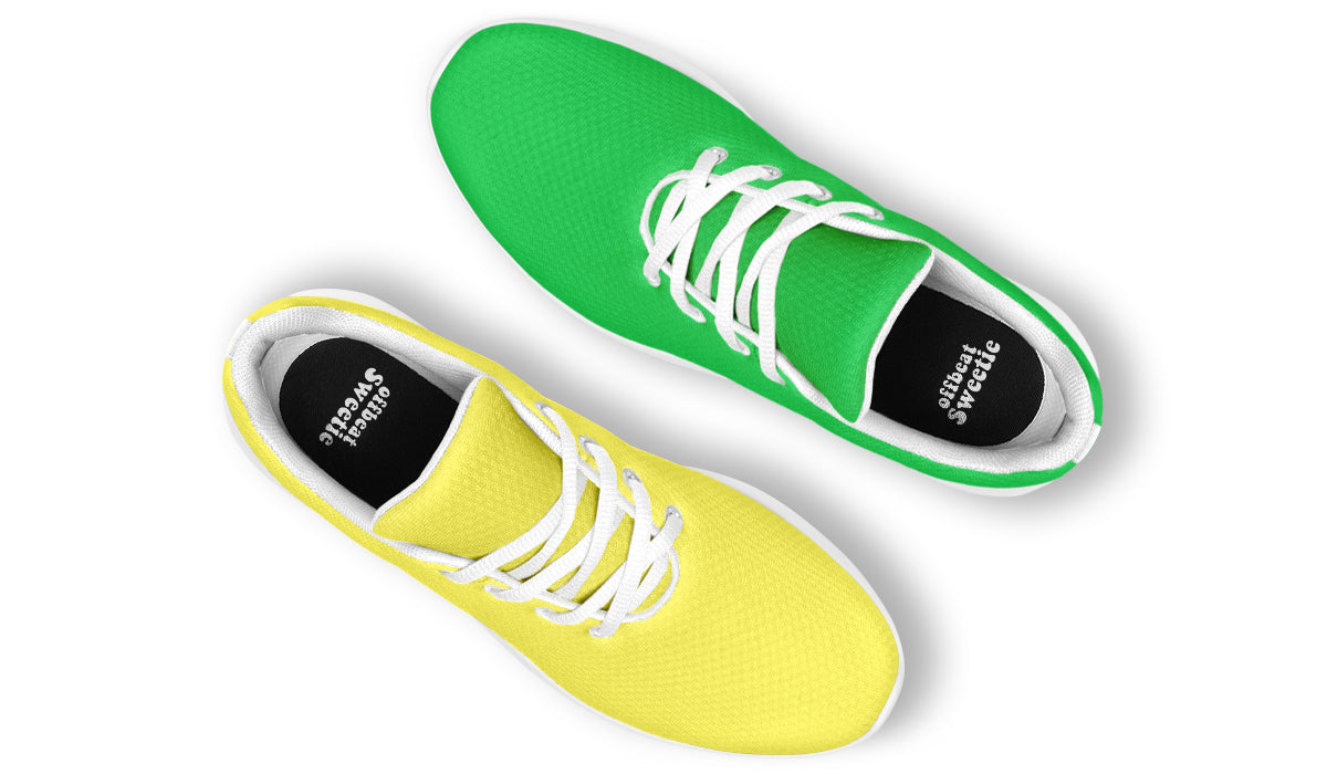 Yellow And Green Mismatch Sneakers