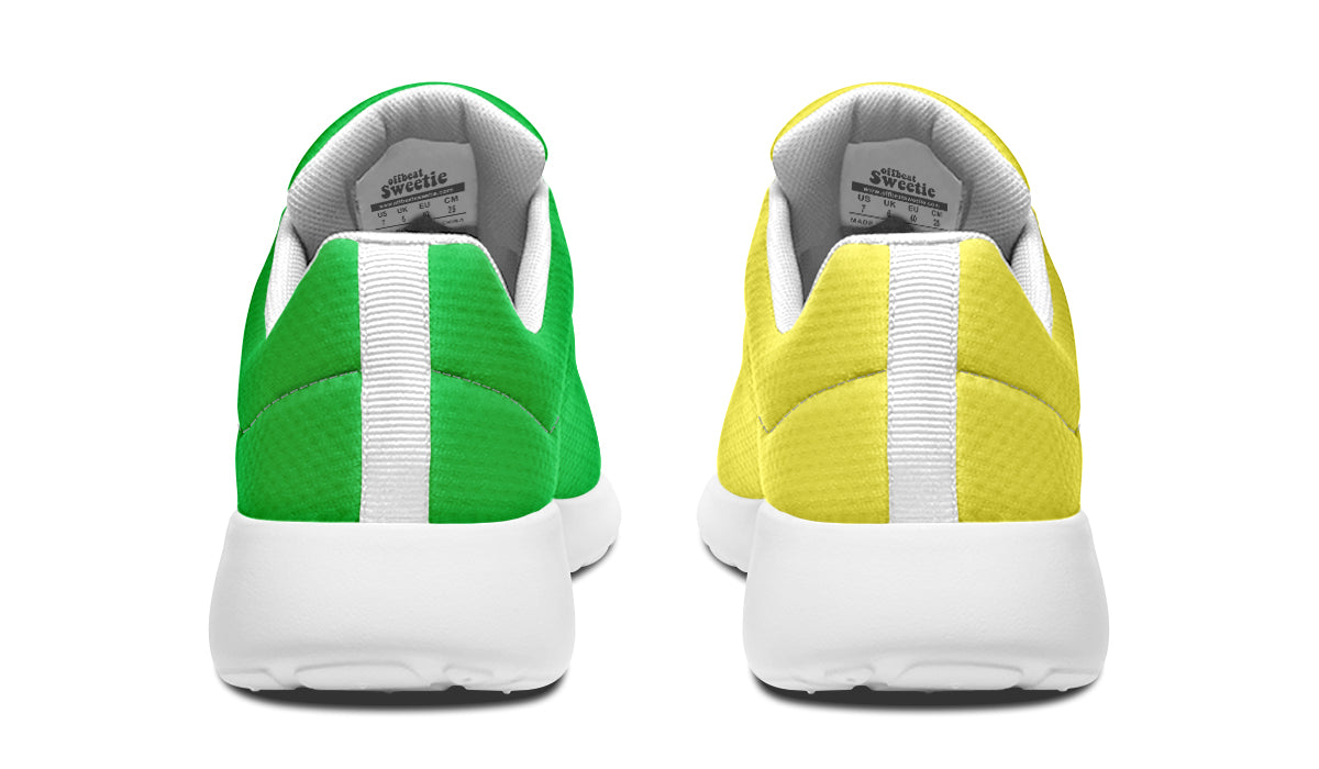 Yellow And Green Mismatch Sneakers