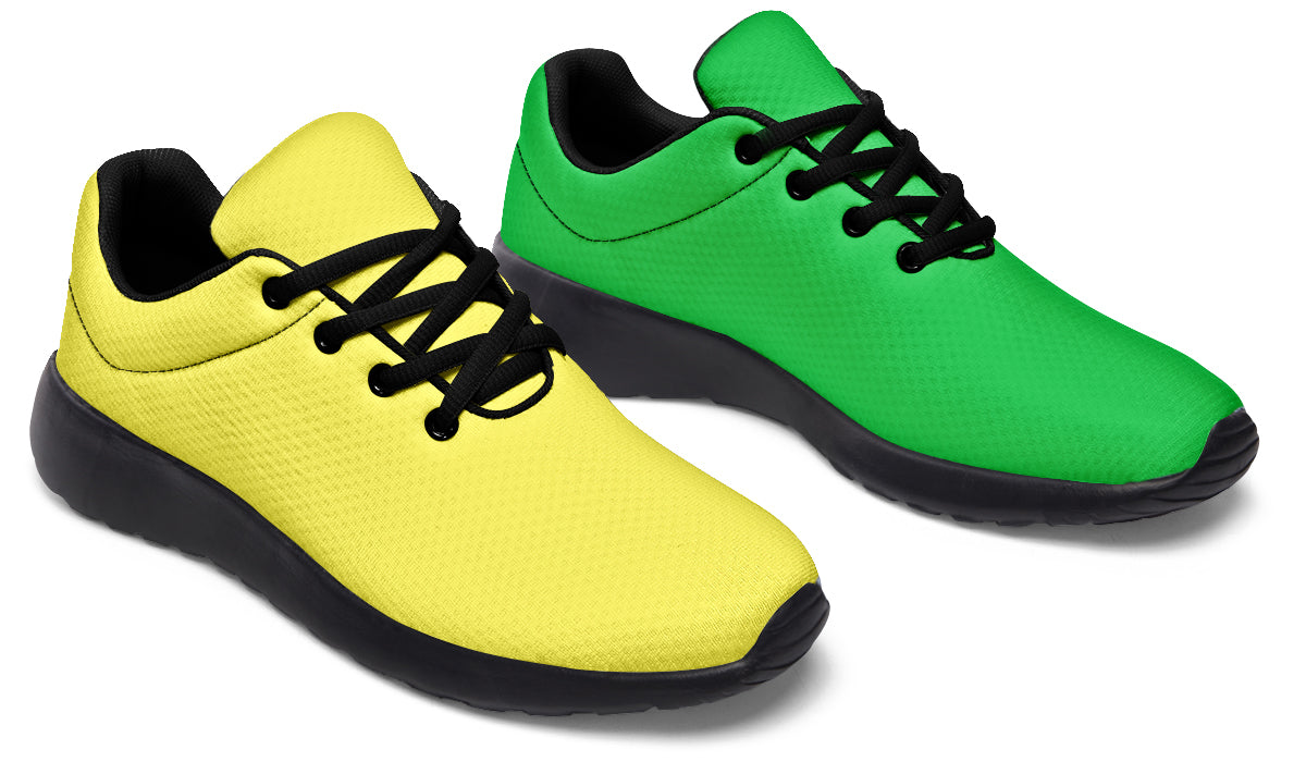 Yellow And Green Mismatch Sneakers