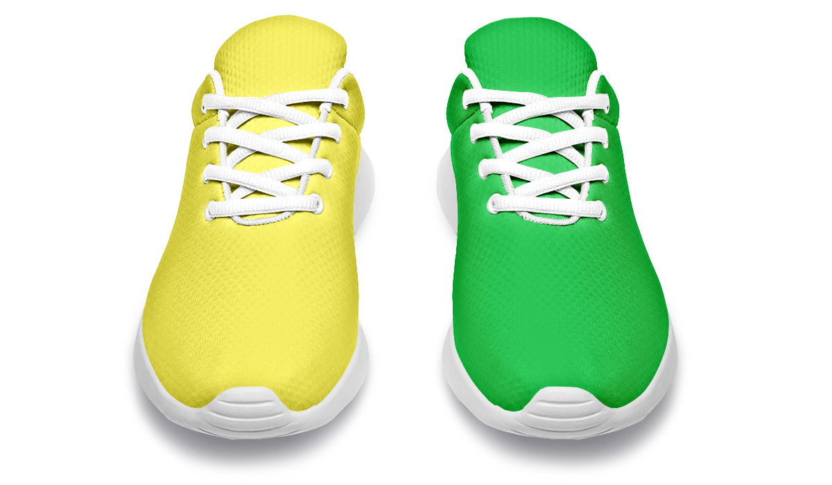 Yellow And Green Mismatch Sneakers