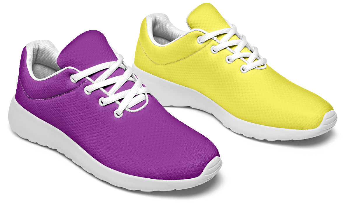 Yellow And Purple Mismatch Sneakers