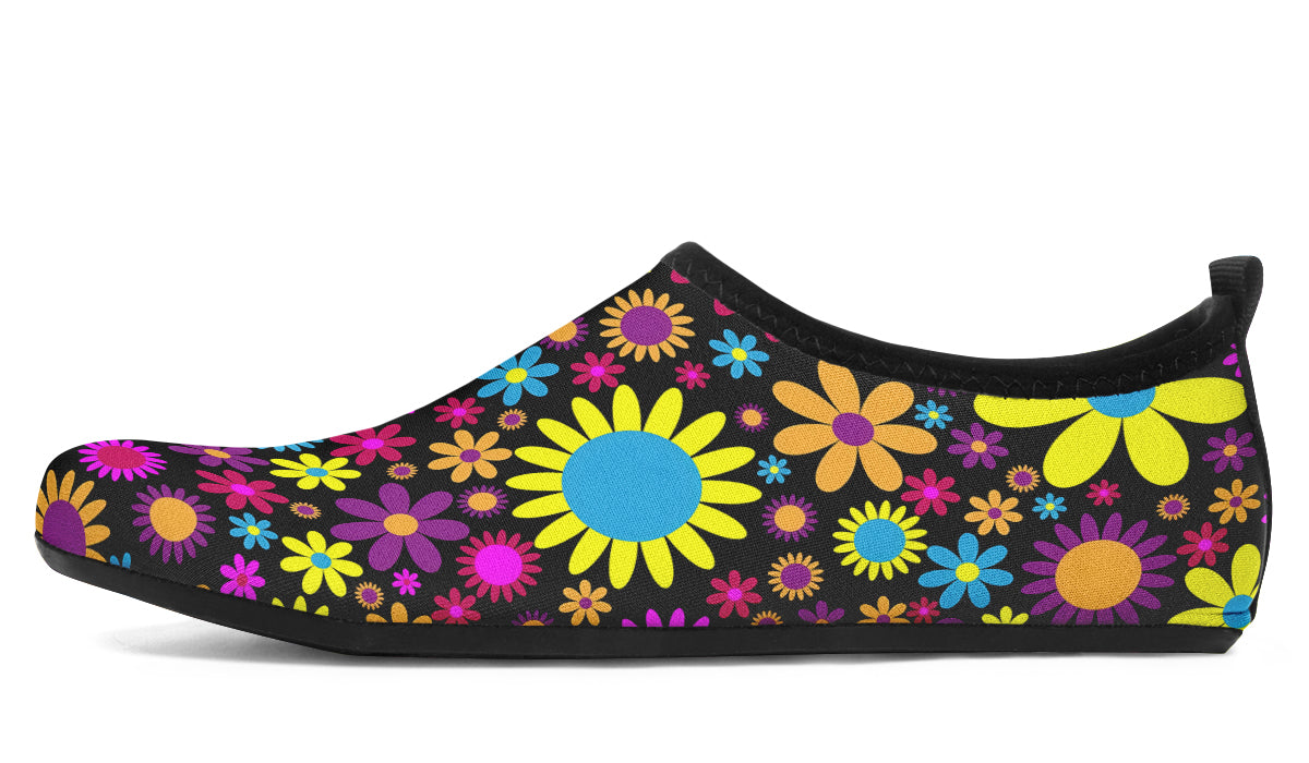 Funky Retro Flowers Water Shoes