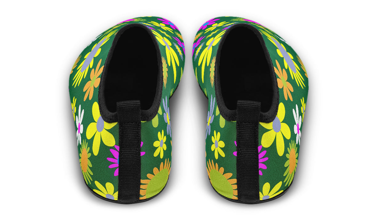 Green Retro Flowers Water Shoes