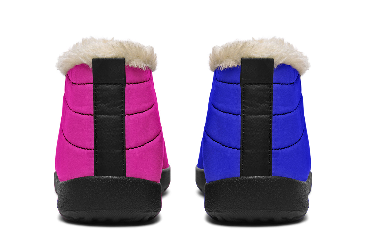 Blue And Pink Mismatched Winter Shoes