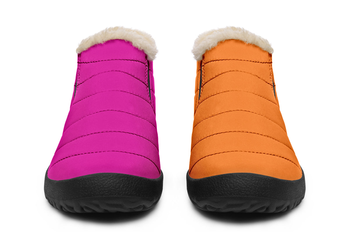 Pink And Orange Mismatch Winter Shoes