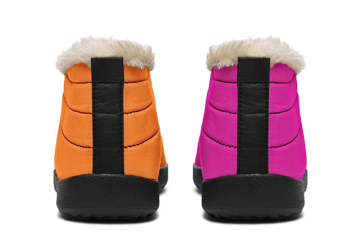 Pink And Orange Mismatch Winter Shoes