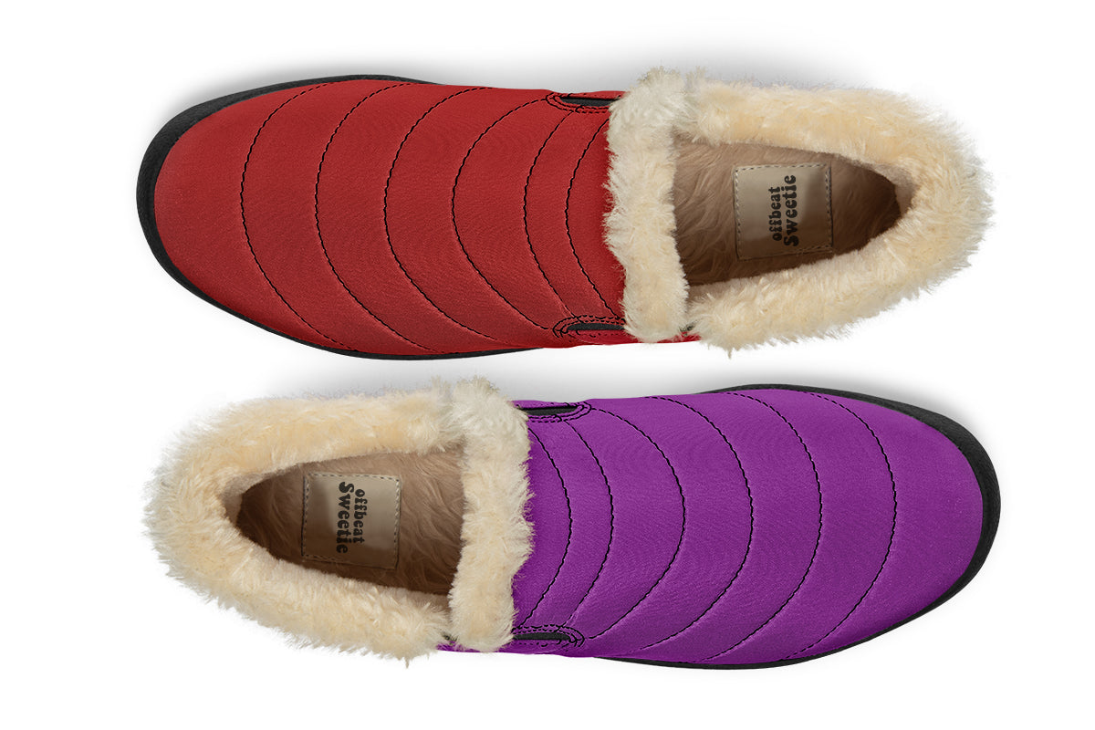 Purple And Red Mismatched Winter Shoes