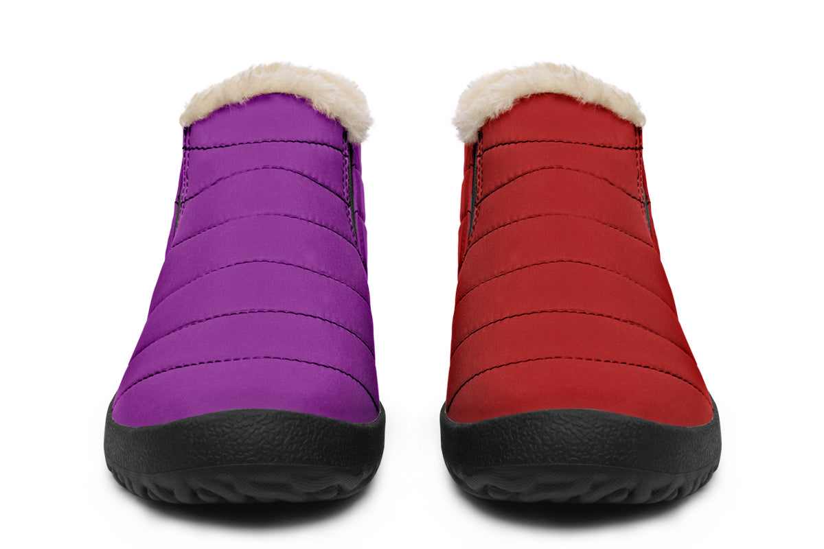 Purple And Red Mismatched Winter Shoes