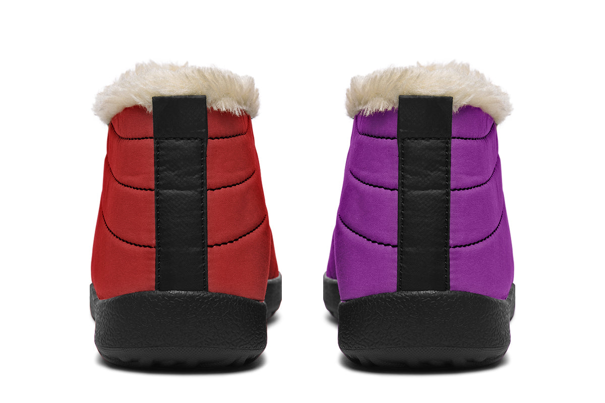 Purple And Red Mismatched Winter Shoes