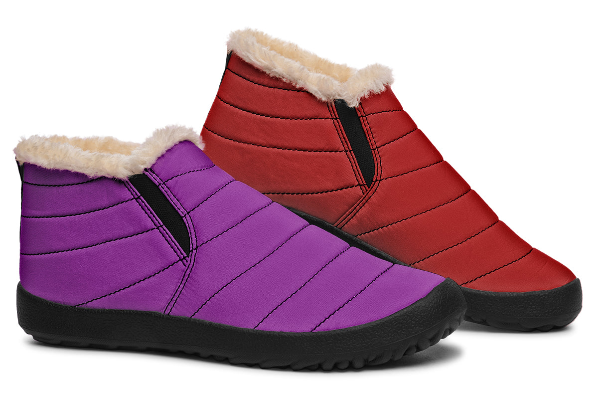 Purple And Red Mismatched Winter Shoes