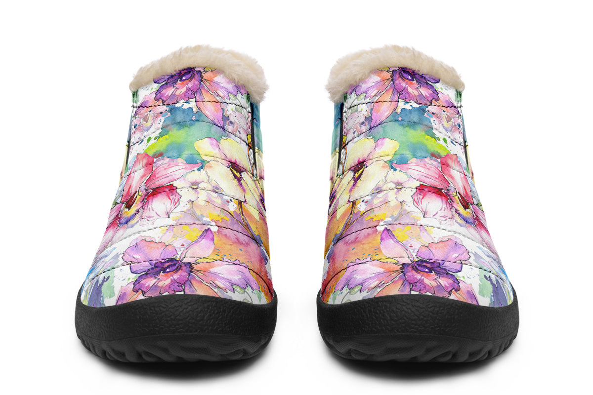 Watercolour Flowers Winter Shoes