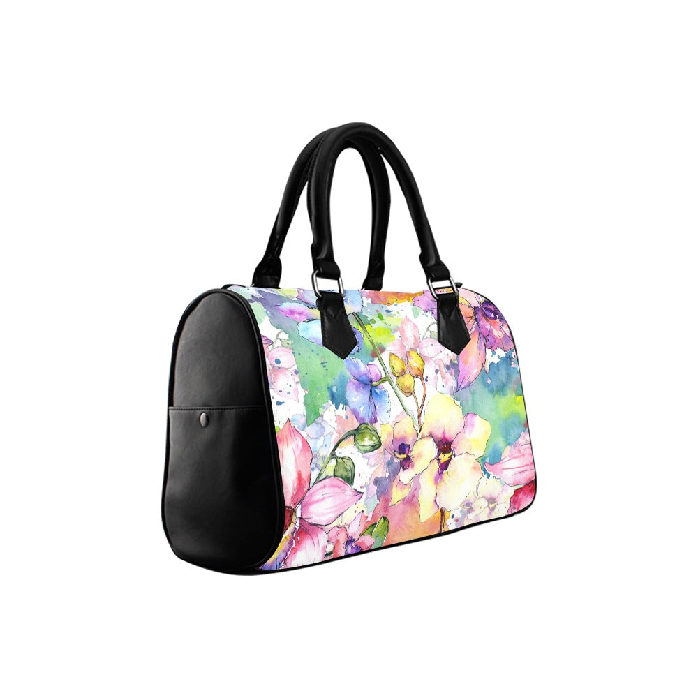 Watercolour Flowers Boston Handbag