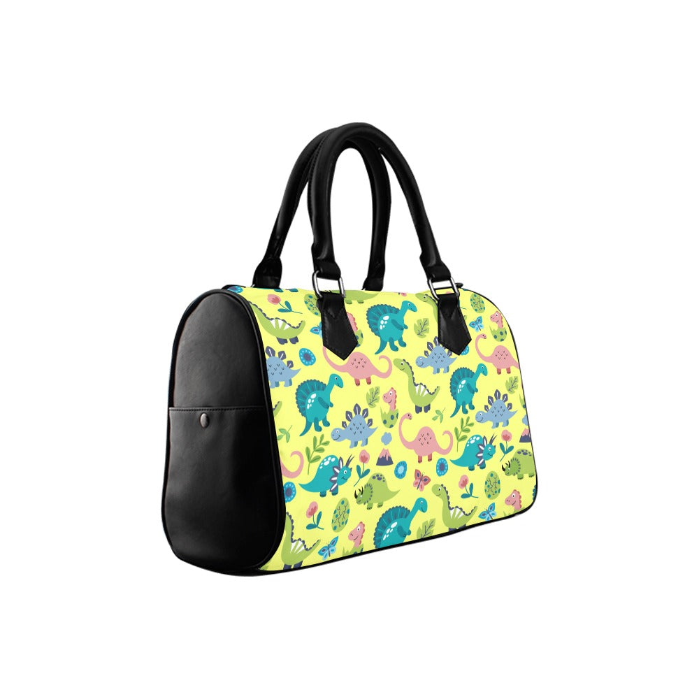 Yellow Dinos Boston Handbag